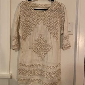 Free People Cream and Beige Tunic